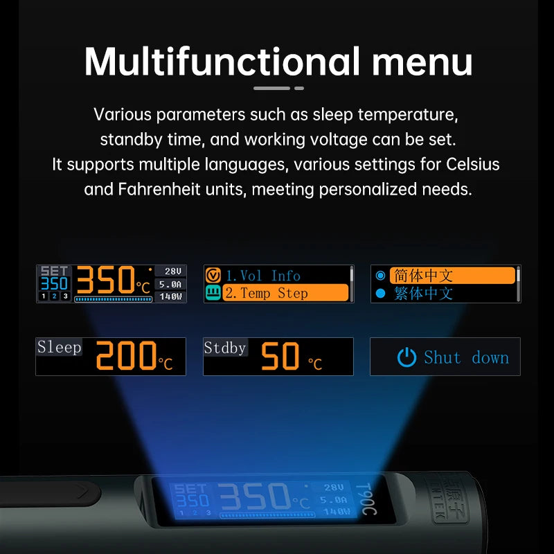 ALIENTEK T90 140W USB-C smart soldering iron kit for PCB rework - detail 2