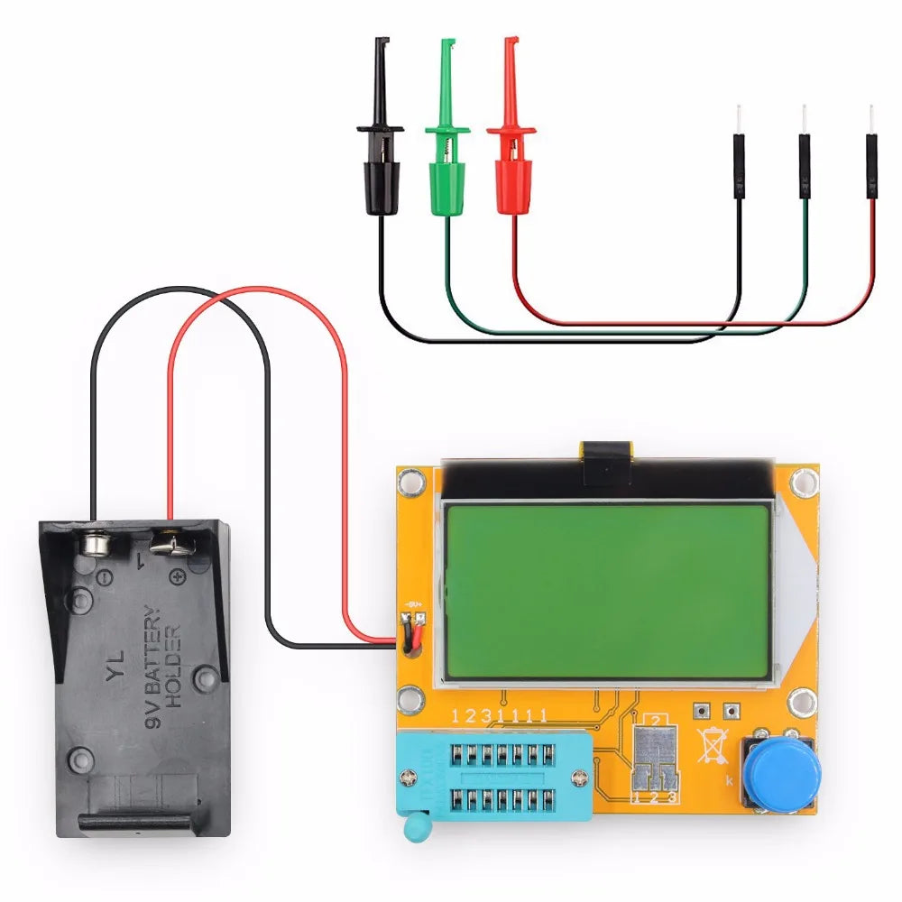 LCR-T4 ESR Meter Digital Combo Transistor Tester Diode Triode Inductor Capacitance Resistor MOS/PNP/NPN+Test Clip With Case