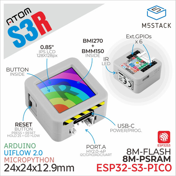 M5Stack AtomS3R ESP32-S3 development kit - view 1