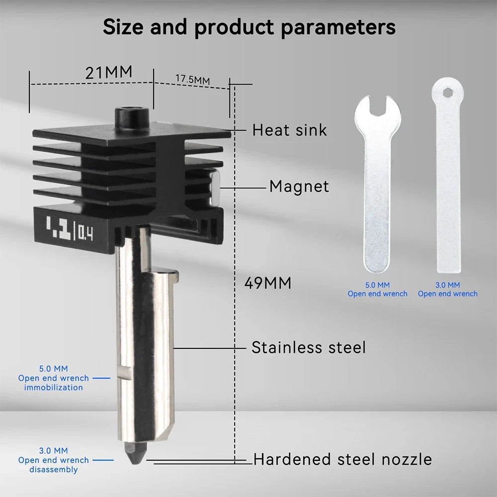 For Bambu Lab P2S Upgraded Hotend 0.2/0.4/0.6/0.8mm Hardened steel nozzle Replace Hot End Bambulab H2D H2S 3D Printer Print Head