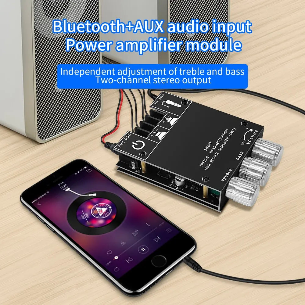 ZK-502MT Bluetooth 5.0 Subwoofer Amplifier Board 2.0 Channel High Power Audio Stereo detail image 4