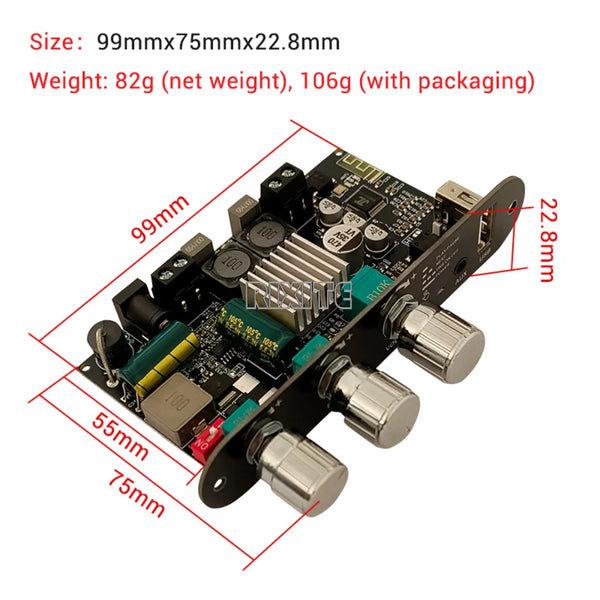 ZK-1001U 100W Bluetooth 5.3 Mono TPA3116D2 Amplifier Board Module Supports APP AUX USB Flash detail image 2