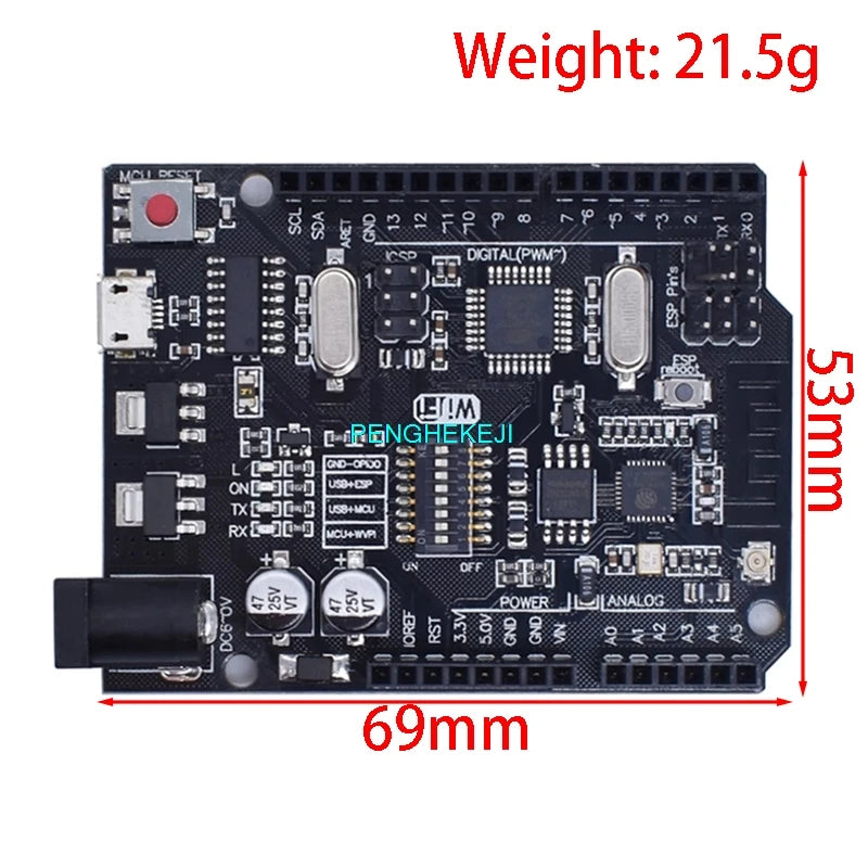 UNO+WiFi R3 ATmega328P+ESP8266 CH340 (32Mb di memoria) 6V-9V USB-TTL CH340G per Arduino detail image 2