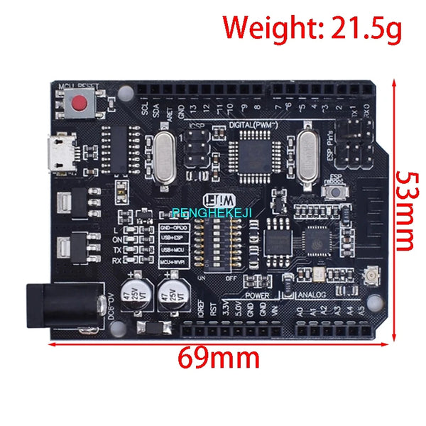 UNO+WiFi R3 ATmega328P+ESP8266 CH340 (32Mb di memoria) 6V-9V USB-TTL CH340G per Arduino detail image 2