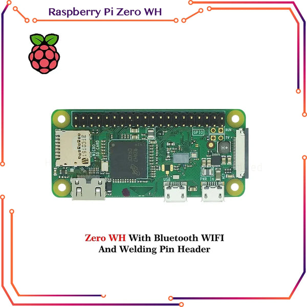 Carte Raspberry Pi Zero 2W / W / WH / 2WH Wi-Fi Bluetooth avec processeur 1 GHz et 512 Mo de RAM, version 1.3. 
