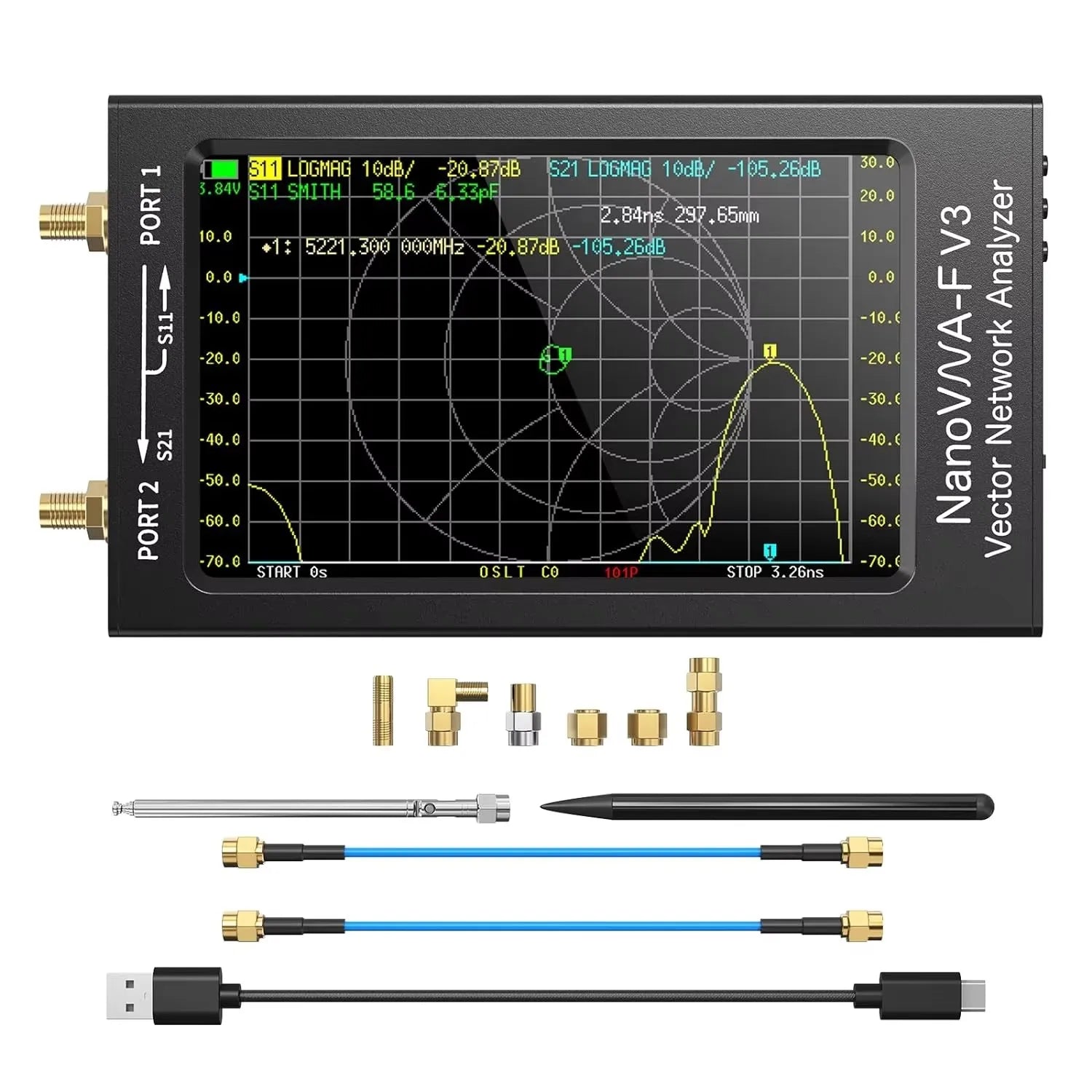 New NanoVNA-F V3 Vector Network Analyzer 1MHz-6GHz 4.3 Inch HF VHF UHF VNA Antenna Analyzer Measuring S-P product image