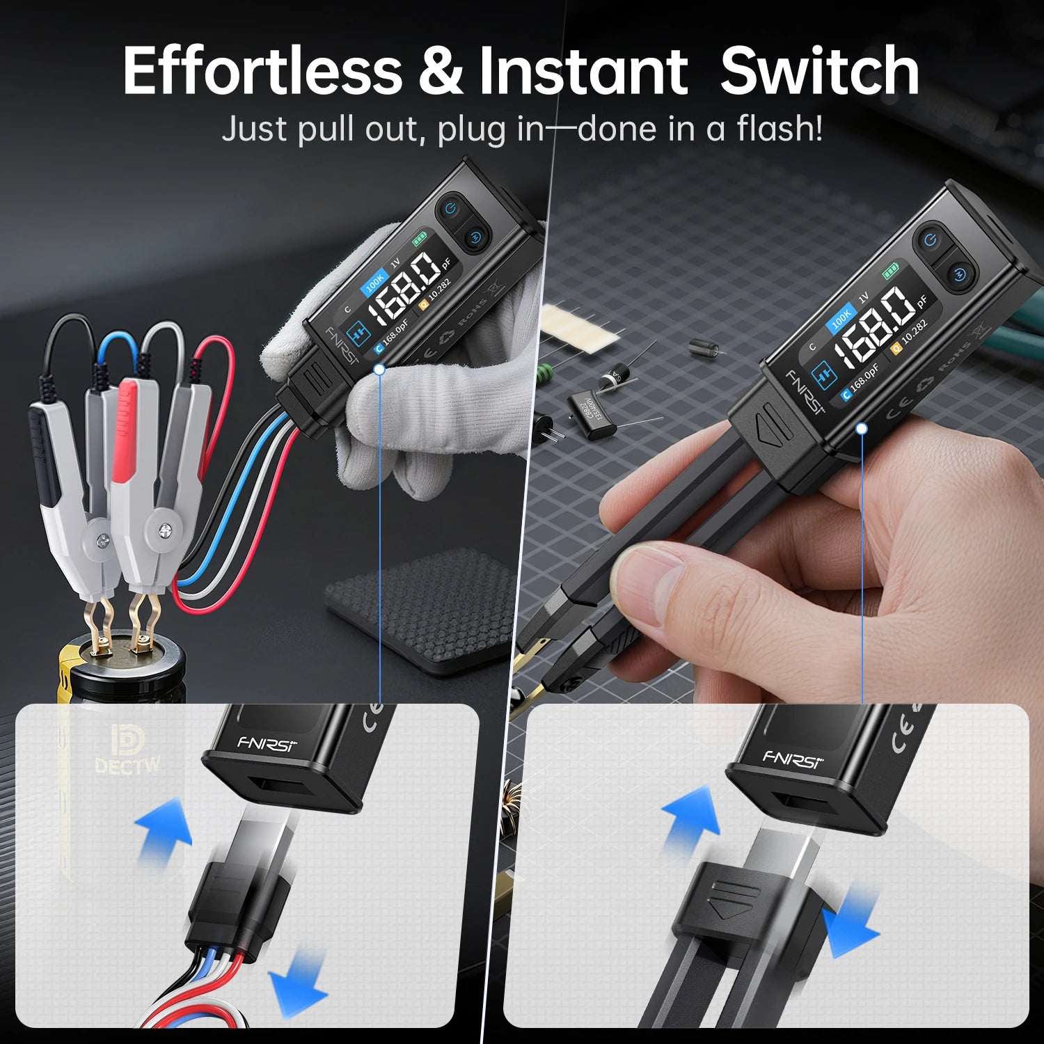 FNIRSI LCR-ST2 2-in-1 Digital Tweezer Bridge LCR ESR Meter Tool detail image 5