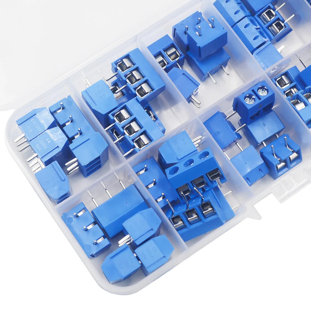 50Pcs/BOX Green Blue Pitch 5.0mm Straight Pin 2P 3P Screw PCB Terminal Block Connector 10A detail image 6