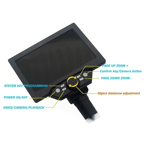 G1200 7-Inch Digital Microscope 1200x Continuous Zoom HD 12MP Industry Microscope Adjustable detail image 3