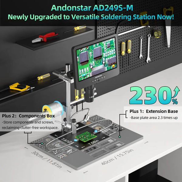 Andonstar AD249SM-Plus HDMI Digital Microscope 2000X 10.1'' IPS Screen for PCB/SMD Soldering detail image 3