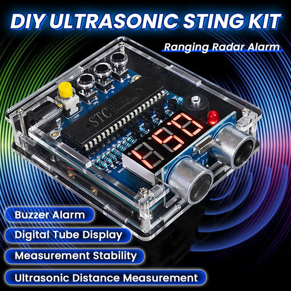 DIY Ultrasonic Ranging Electronic Kit STC with LED Measuring Distance 0-4M Radar Alarm DIY Soldering Proj product image