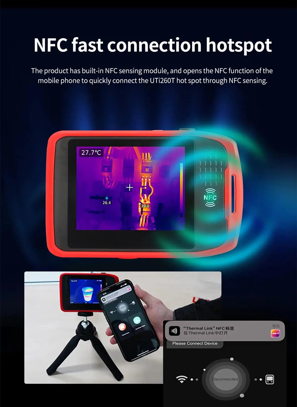 UNI-T UTI260T Pocket Thermal Imager 256x192 NCV Bluetooth Thermographic Camera Infrared detail image 10