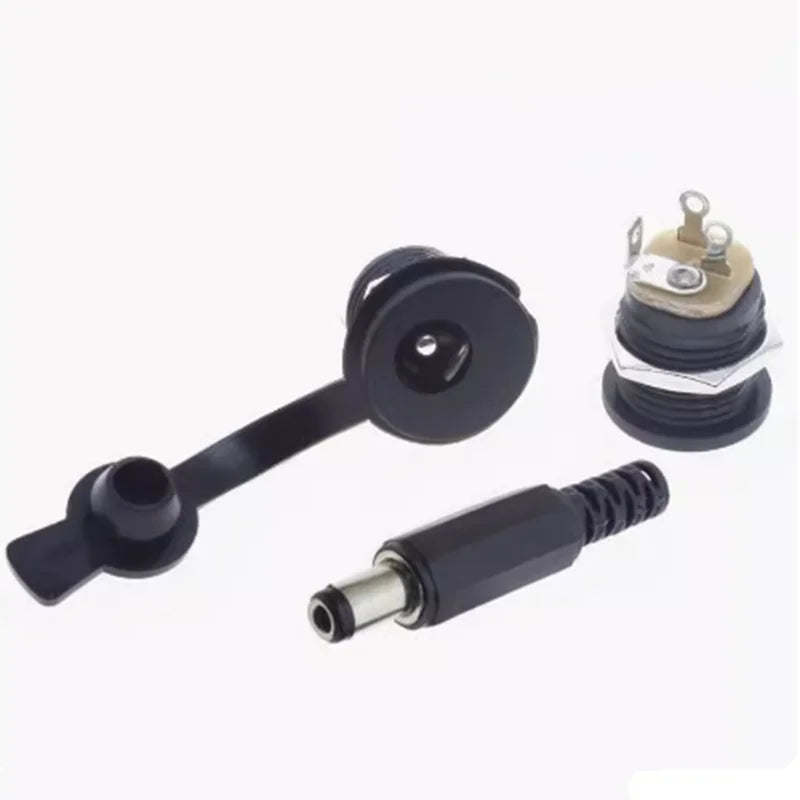 10pcs 5pairs 5.5x2.1mm 5.5x2.5mm DC Power Male Plug Connector DC Power Socket Female Jack Screw Nut Panel Mount Connector