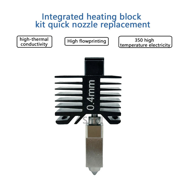 For Bambu Lab P1S Hotend Bambulab X1C Nozzle P1S P1P X1 Printhead Hardened Steel Integrated Design Prevents Material Leakage