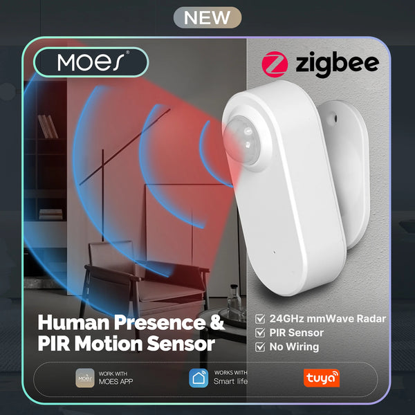 MOES Tuya ZigBee Smart Radar Sensor, 24GHz mmWave Human Presence Detection, Motion/Motionless, App Remote product image
