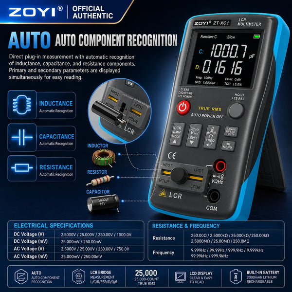 ZOYI ZT-XC1 High Precision LCR Digital Bridge + True RMS Multimeter 2-in-1 Professional Tester Inductance Resistance Capacitance