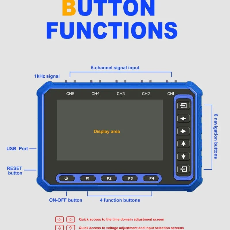 TOOLTOP OS-5C Five-channel Oscilloscope 1MHZ bandwidth 3M sampling rate Digital oscilloscope detail image 5