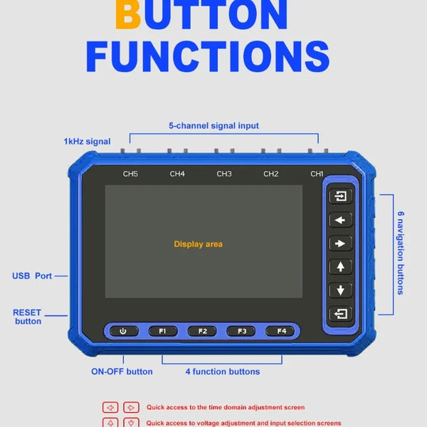 TOOLTOP OS-5C Five-channel Oscilloscope 1MHZ bandwidth 3M sampling rate Digital oscilloscope detail image 5