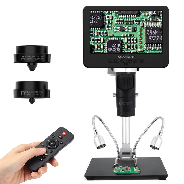 Andonstar AD249S-M 10.1'' IPS LCD UHD 2160P HDMI Digital Microscope 2000X with 3 Lens for PCB Phone Repai product image