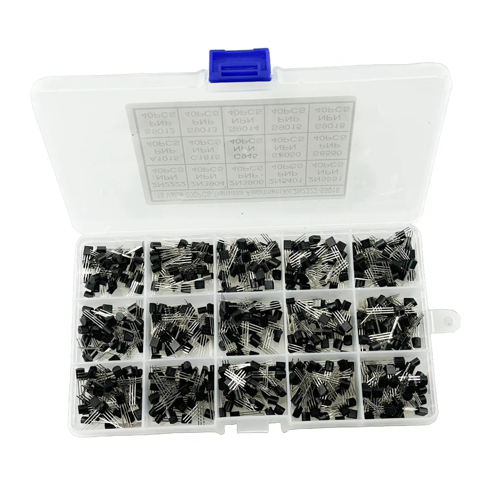 600pcs Transistor Kit A1015 C1815 C945 S8050 S8850 2N2222 2N3904 2N3906 2N5401 2N5551 PNP detail image 2