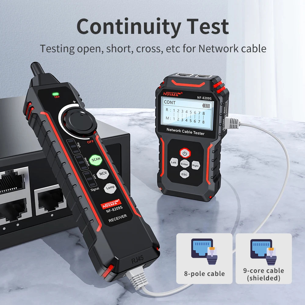 Noyafa NF-8209S Network Cable Tester Measure Length POE LAN Cable Test LCD Display Scan detail image 2
