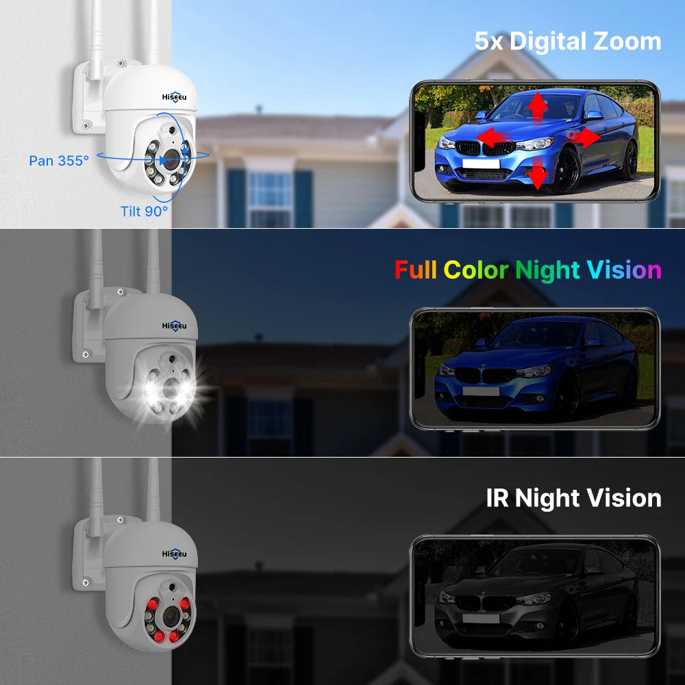Hiseeu 3/5MP WiFi Security Surveillance Camera System Kit Motion Tracking Color Night Vision 10CH NVR Wireless CCTV Cameras Set