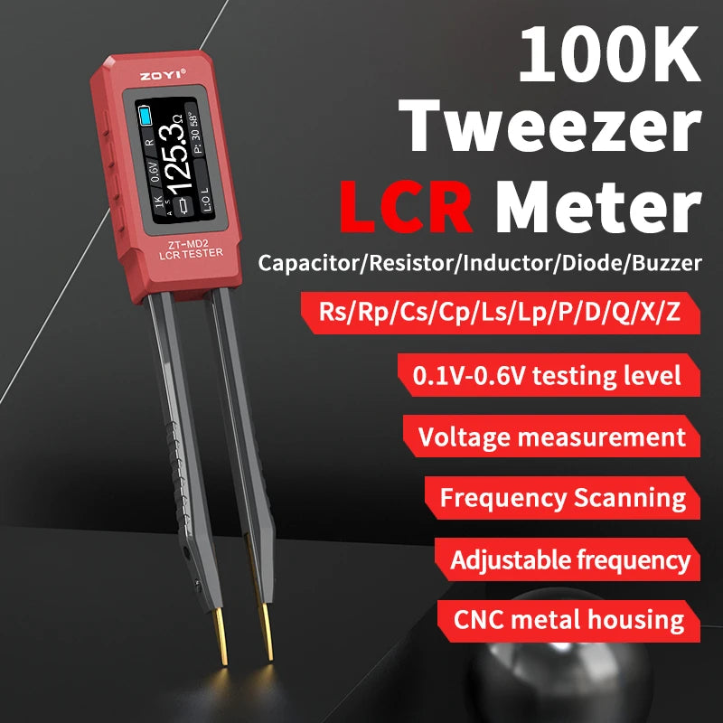 ZOYI Digital LCR Meter, Portable SMD Component Tester for Capacitance Resistance Inductance Voltage Measurement ZTMD1/MD2