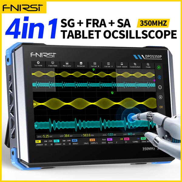 FNIRSI DPOS350P 4in1 Tablet Oscilloscope 2 Channel 350MHz Signal Generator 50MHz product image