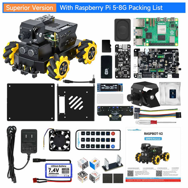 Yahboom 4WD Raspbot V2 AI Large Model Robot Kit for Raspberry Pi 5 Beginners Educational detail image 13