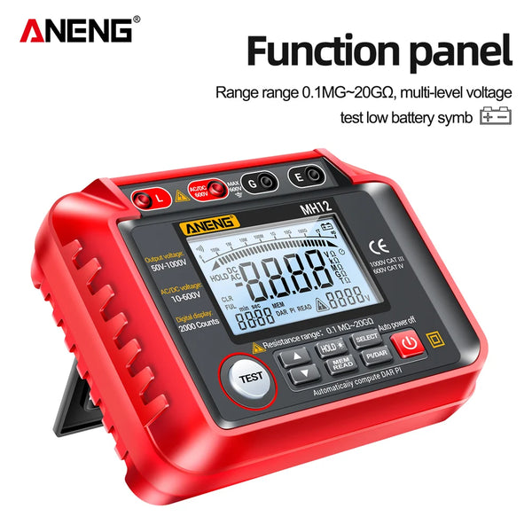 ANENG MH12 Digital Megohmmeter Meters Insulation Earth Resistance Meters Tester cable High detail image 4