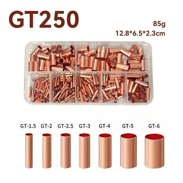 125/250/578Pcs Wire Ferrules Kit  Copper Crimp Connector Copper Connection Tube Terminal Connect and Protect The Connection