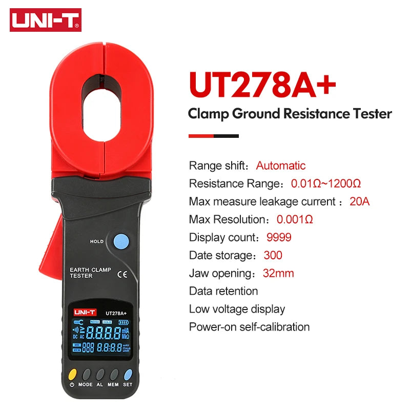 UNI-T Clamp Earth Ground Resistance Tester UT276A+ UT278A+ Digital Clamp Meter Leakage detail image 8