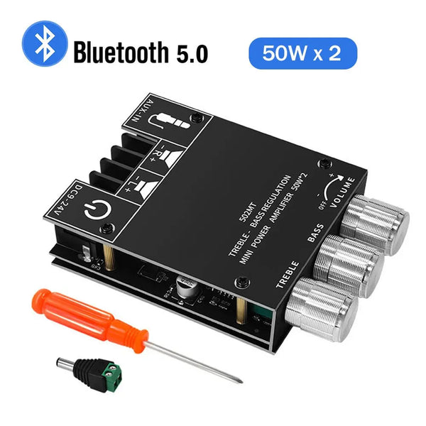 ZK-502MT Bluetooth 5.0 Subwoofer Amplifier Board 2.0 Channel High Power Audio Stereo Amplifier Board 2X50 product image