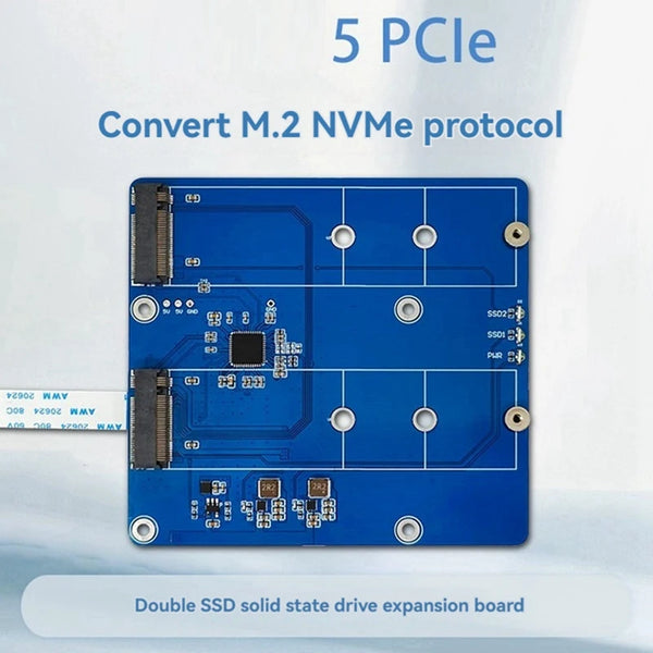 Expansion Board Module For Raspberry Pi 5 PCIE M.2 Dual SSD Expansion Board NVME Protocol detail image 3