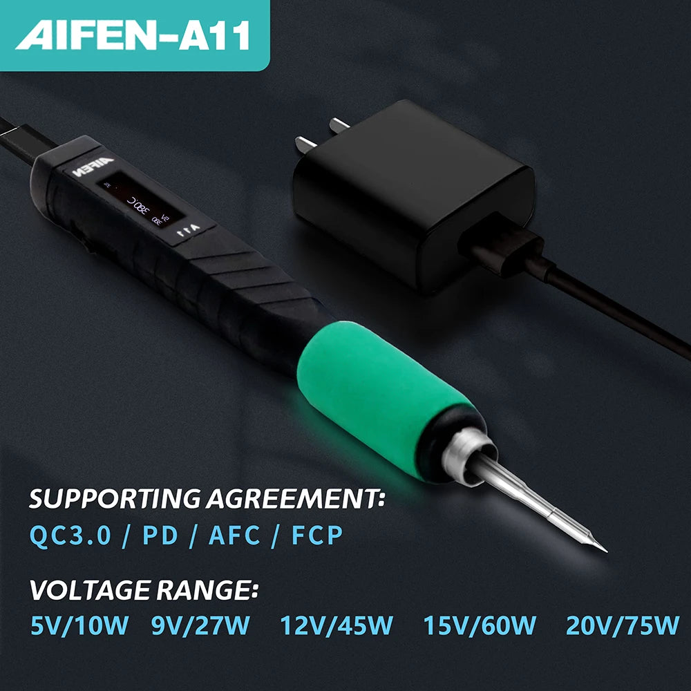 AIFEN A11 Portable Soldering Iron Station Electric Solder Pen 2S Fast Heating USB Rechargeable for Electronics Repair C210 Handl