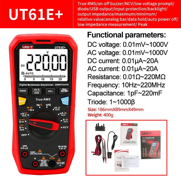 UNI-T UT61B UT61D UT61E Plus Smart Multimeter Analog & Digital Polymer Electrician Tester detail image 9
