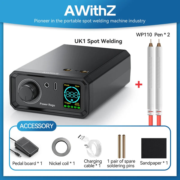 Awithz 9000W Spot Welder High Power Portable Pedal Spot Welding Machine 1350A Present Adjustable Welders for DIY 18650 Battery