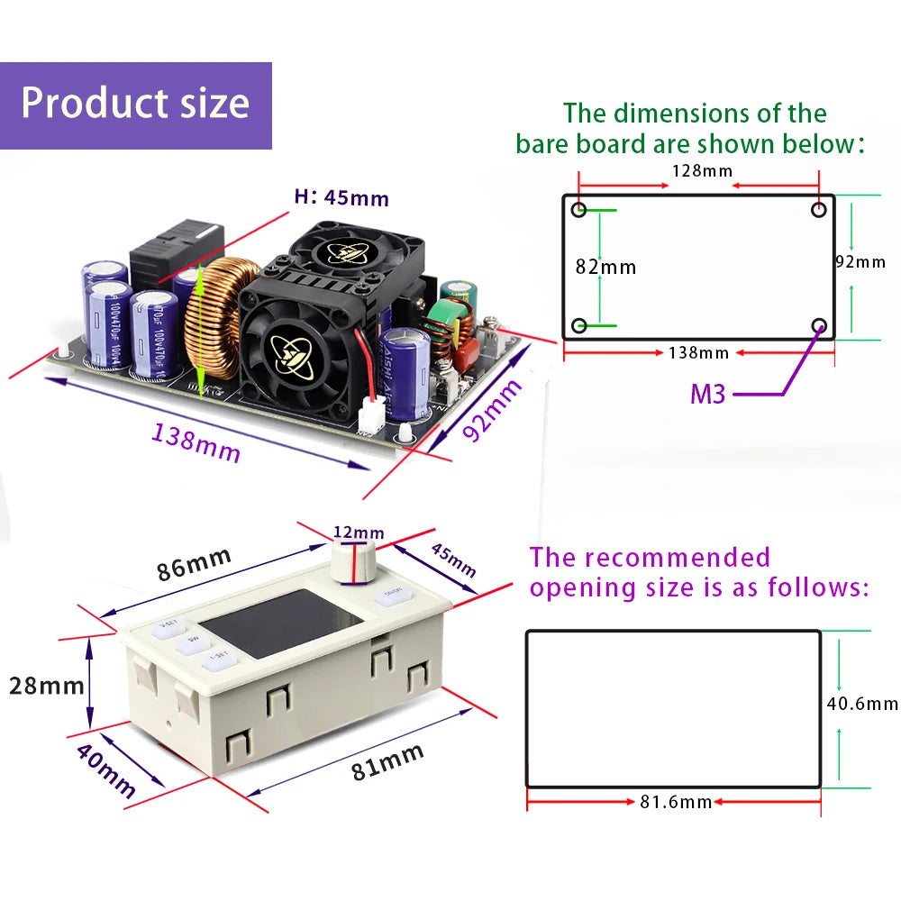 XY8030S 2400W 30A Buck DC Digital Power Supply Adjustable Step-Down Converter MPPT Charging detail image 2