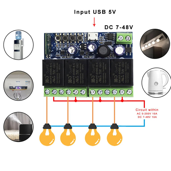 GERMA Input USB 5V DC 5 12 24 36 48V eWeLink Smart Wifi Switch Wireless Relay Receiver detail image 5