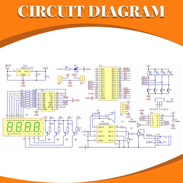 DIY Electronic Kit RDA5807M FM Radio 87-180MHz with Digital Tube Display STC15 detail image 5