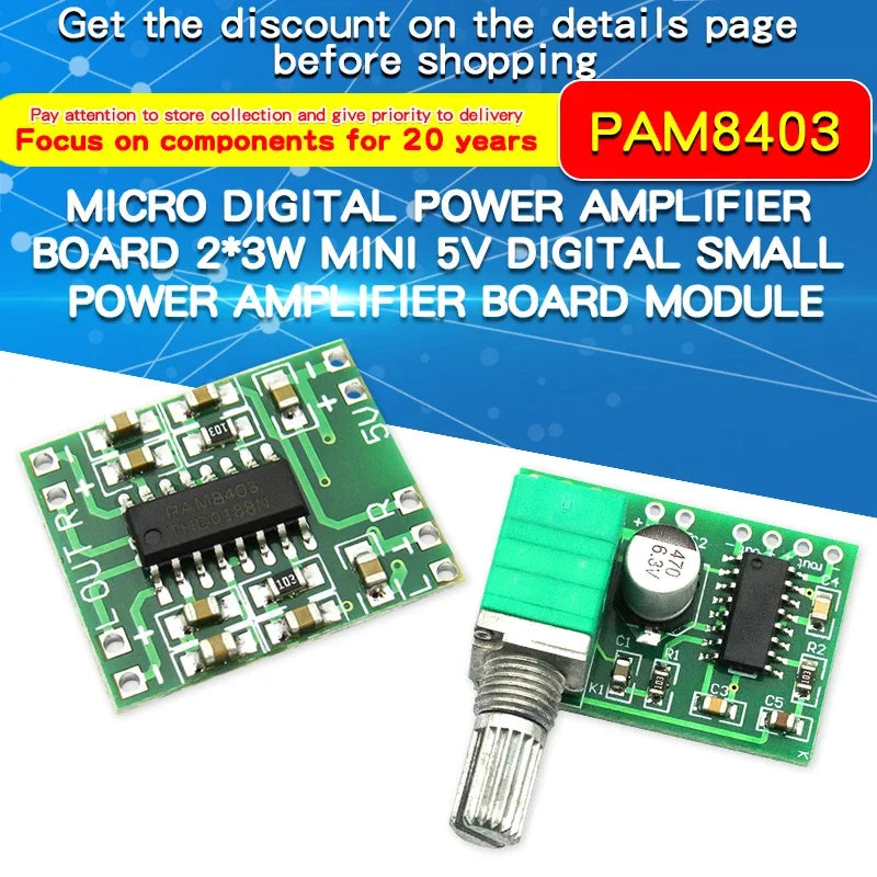 Mini PAM8403 DC 5V Digital Small Power Amplifier Board Modulediy 2.5 5V USB Power Supply 2 * detail image 2
