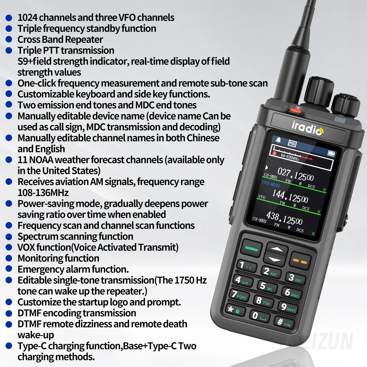 Iradio UV-98 PLUS GPS APRS Walkie Talkie 10W AM CB SSB LW MW SW HF Cross Band Repeater 1024Channels RT-880G Short Wave Ham Radio