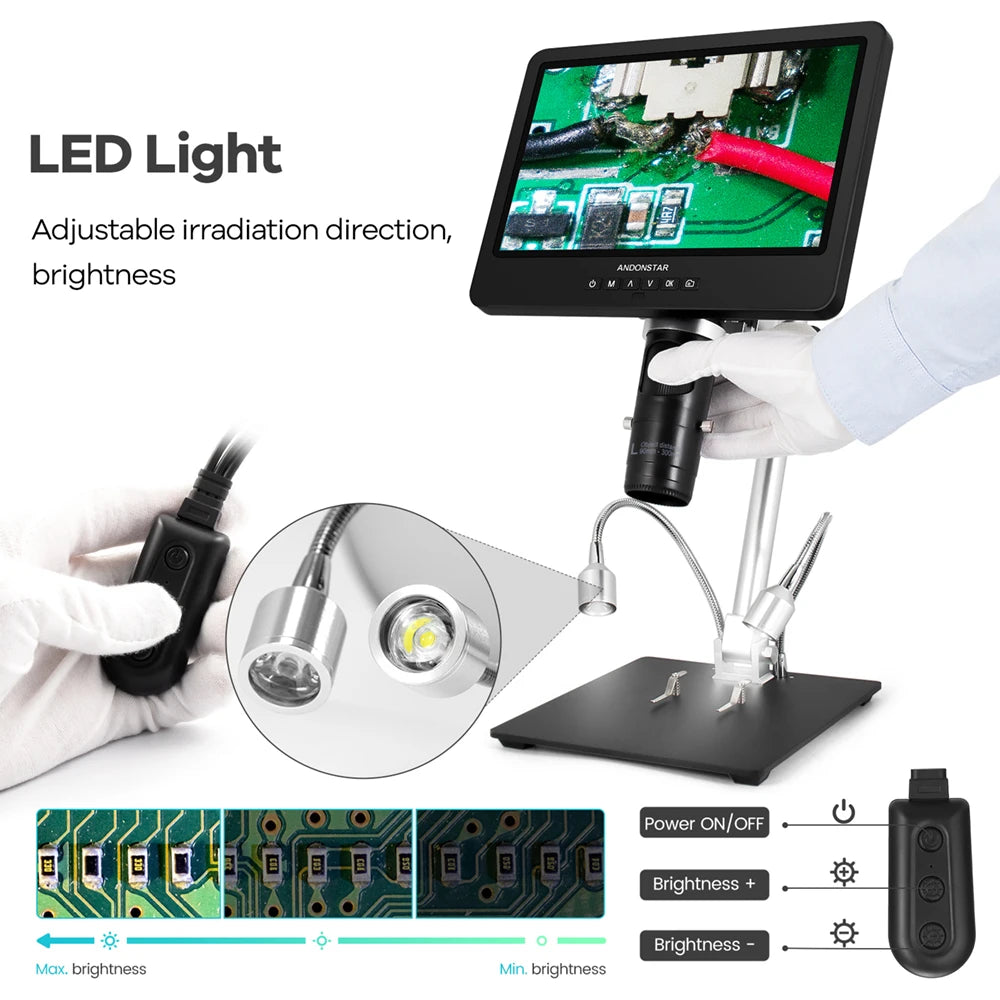 Andonstar AD249S-M 10.1'' IPS LCD UHD 2160P HDMI Digital Microscope 2000X with 3 Lens for detail image 5