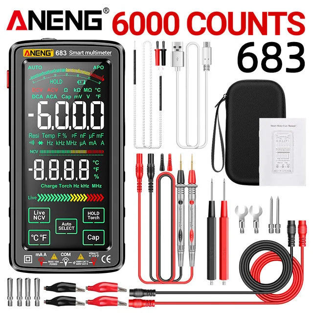 ANENG 683 Smart Multimeter Rechargeable High-end Touch 6000 Counts Multimetro Test Multitester AC/DC Voltage Tester Current Tool
