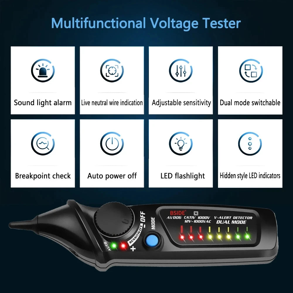 BSIDE AVD06 Non-Contact Voltage detector indicator Profession Smart Test Pencil Live/phase detail image 6