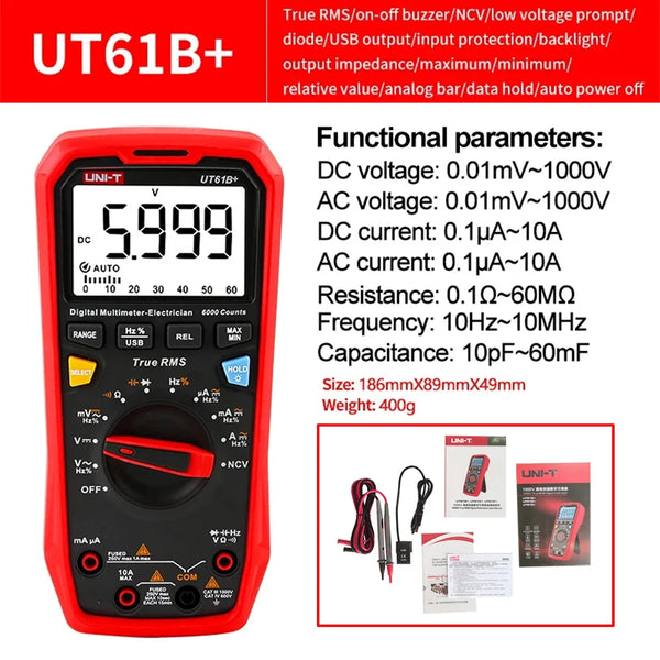 UNI-T UT61B UT61D UT61E Plus Smart Multimeter Analog & Digital Polymer Electrician Tester detail image 8