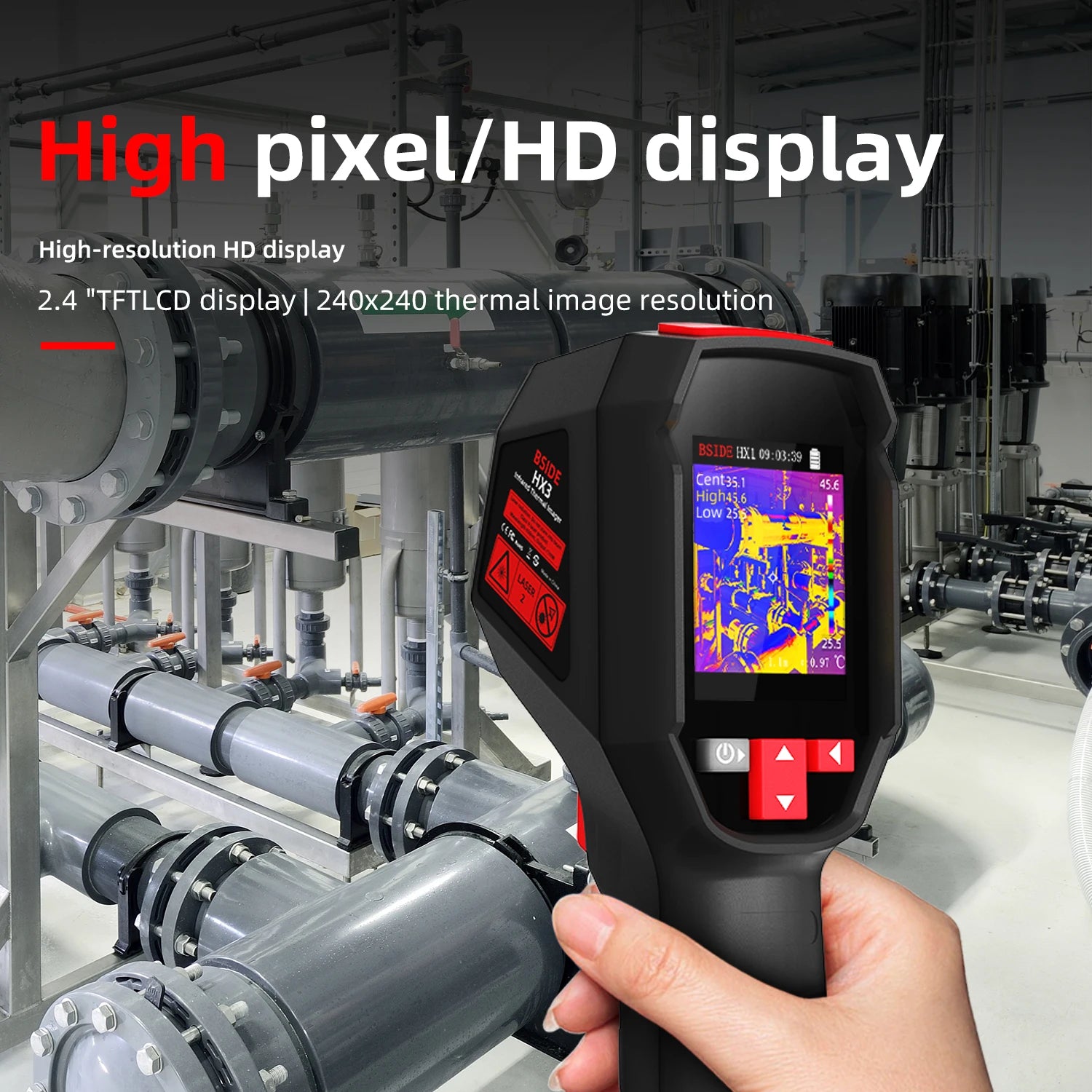 BSIDE HX3 Thermal Imaging Thermometer High PrecisionPipe Leak Detection 240x240 Thermal Resolution 2.4'' product image