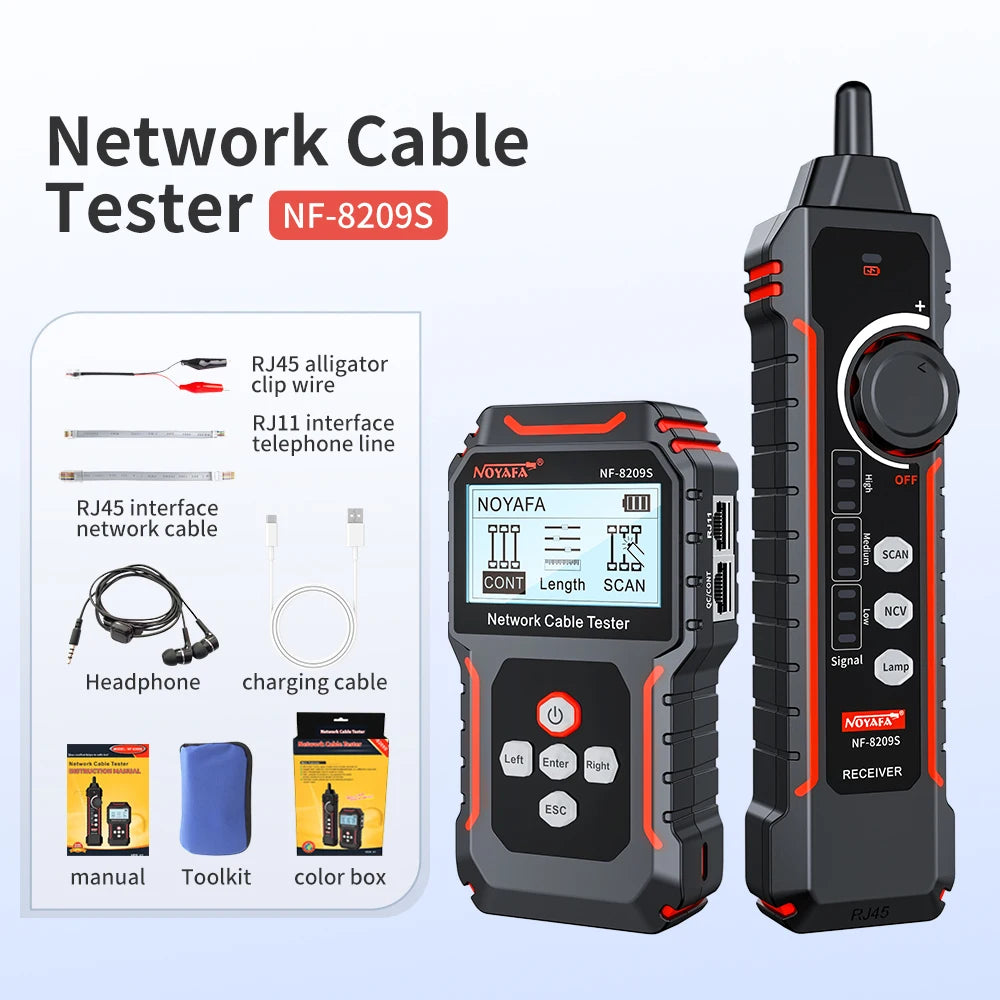 Noyafa NF-8209S Network Cable Tester Measure Length POE LAN Cable Test LCD Display Scan detail image 6