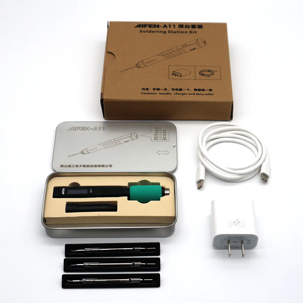AIFEN A11 Portable Soldering Iron Station Electric Solder Pen 2S Fast Heating USB Rechargeable for Electronics Repair C210 Handl
