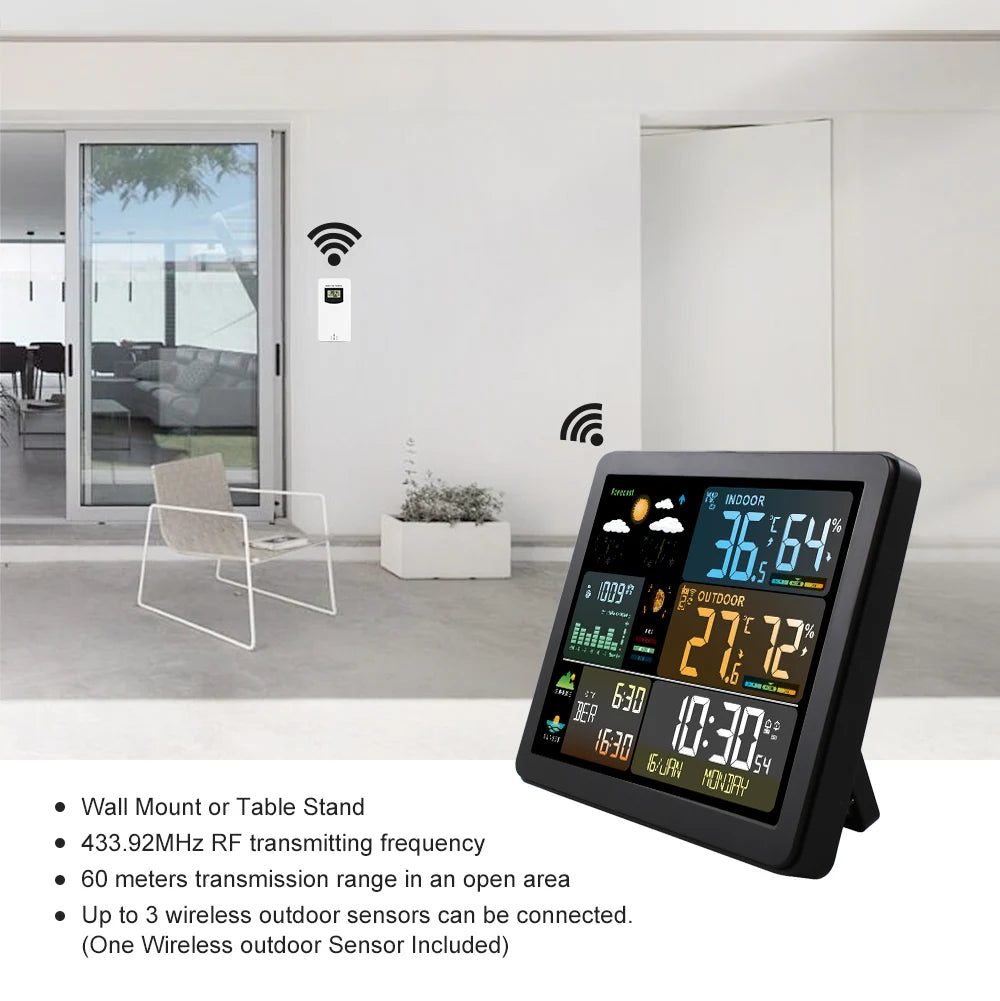 FJ3566M Smart Weather Station Indoor and Outdoor Temperature & Humidity Meter Weather Clock detail image 3